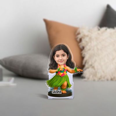 Personalized Hula Dancer Girl Bobblehead Caricature Gift for Daughter & Sisters  Girls Bedroom & Study Table Decor  Battery Powered Moving Head  Birthday Return Gift